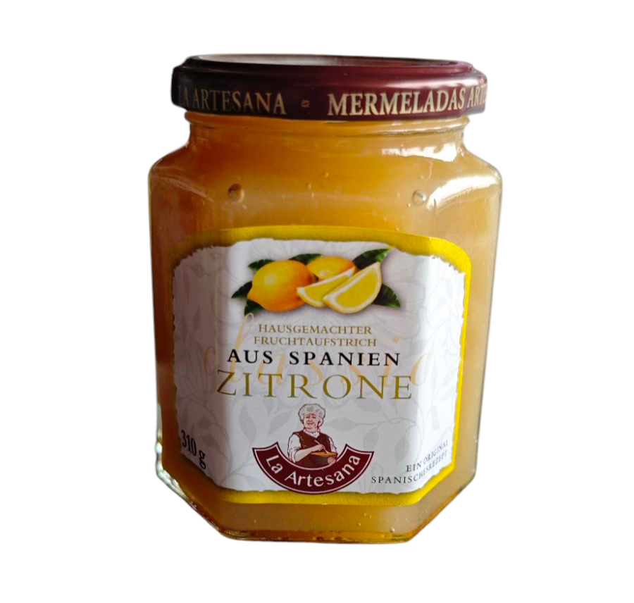 Fruchtaufstrich Zitrone aus Spanien. La Artesana , 310 gr. Glas