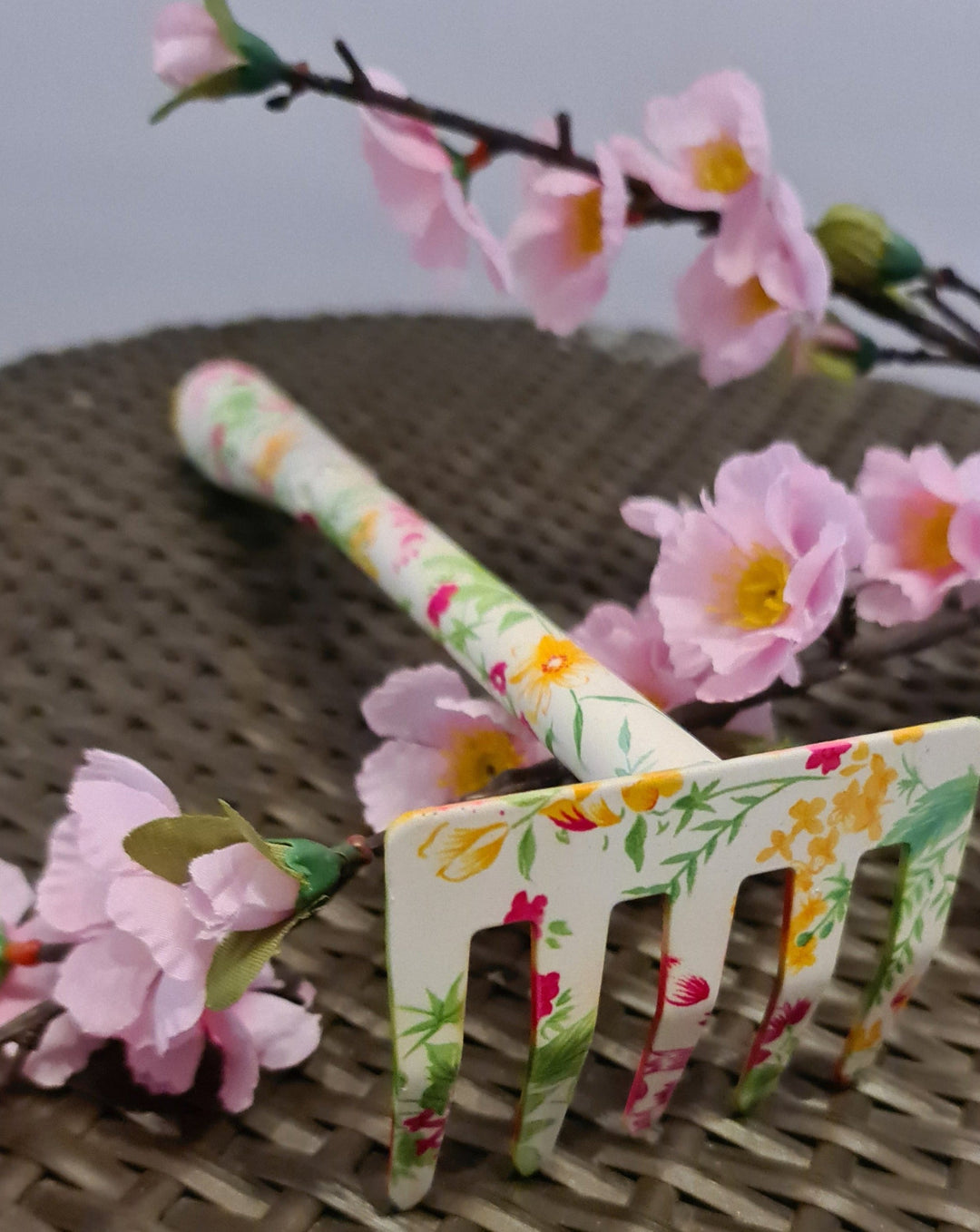 Gartenharke Blümchenmuster, Metall, Landhaus-Stil - British Moments