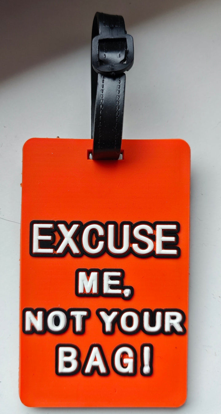 Gepäckanhänger PVC " Excuse me, not your bag !", orange