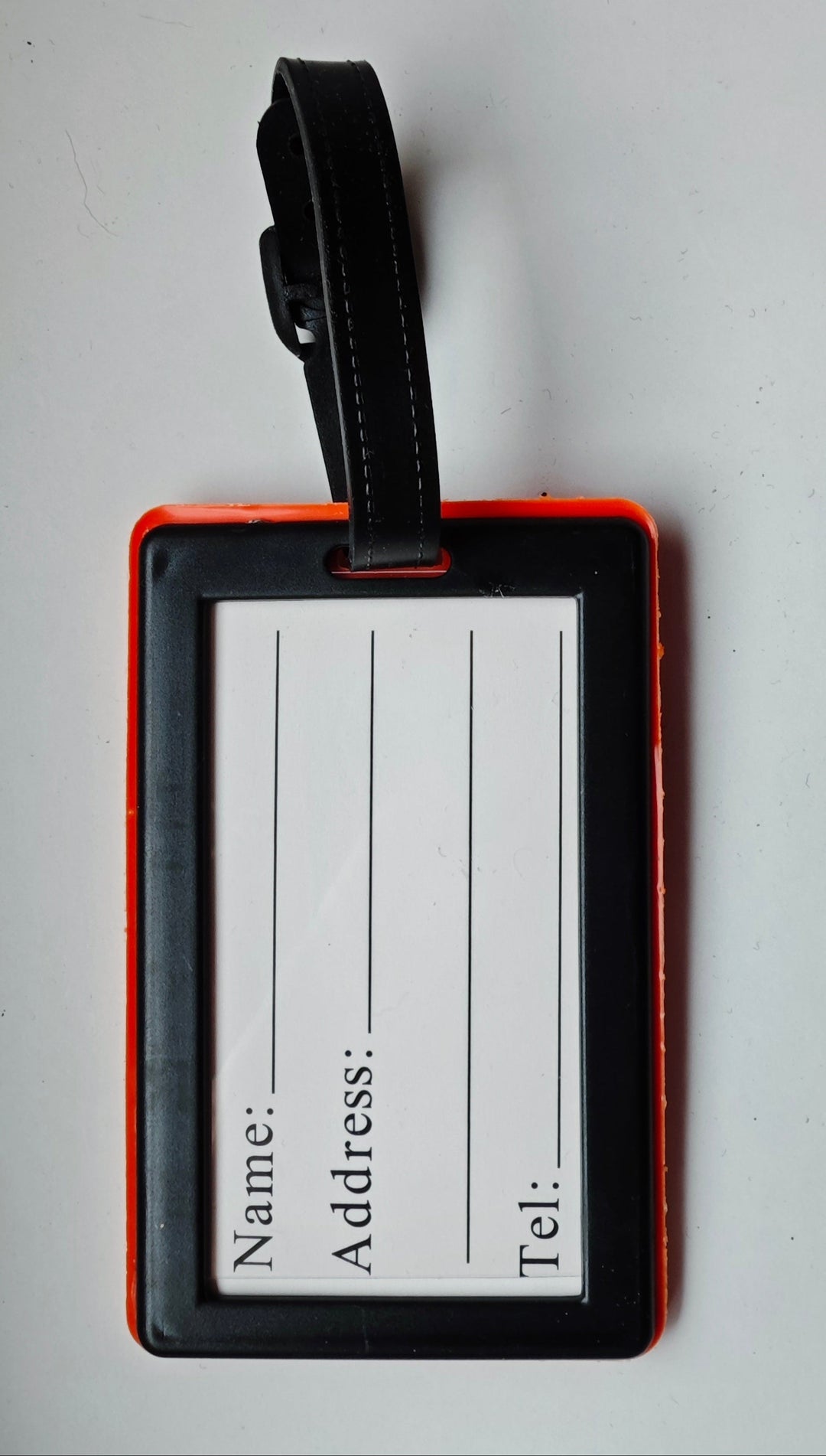 Gepäckanhänger PVC " Excuse me, not your bag !", orange, Rückseite