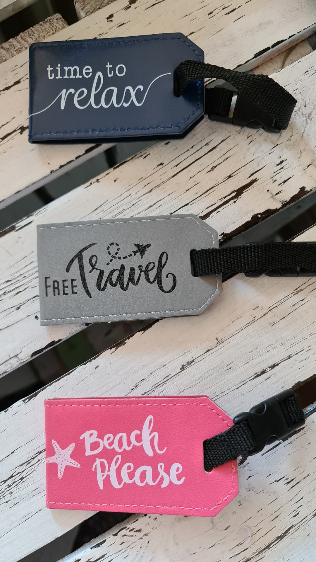 Gepäckanhänger PVC "  Time to Relax ", blau - British Moments / Fernweh-Kaufhaus