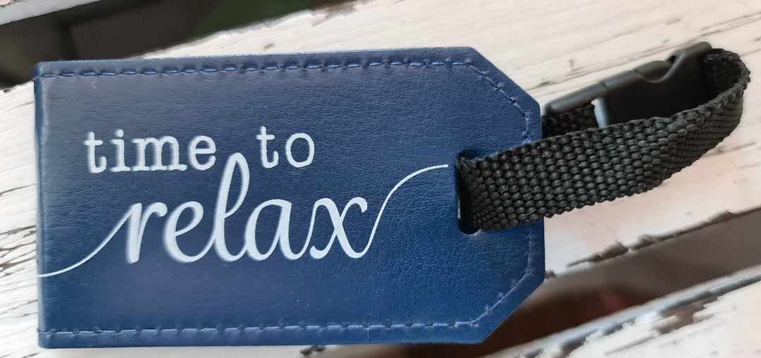 Gepäckanhänger PVC "  Time to Relax ", blau - British Moments / Fernweh-Kaufhaus