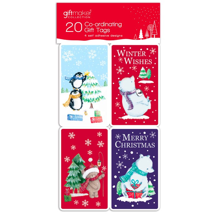 Geschenke Aufkleber 20 er Set in süßem weihnachtlichem Bären Design - British Moments