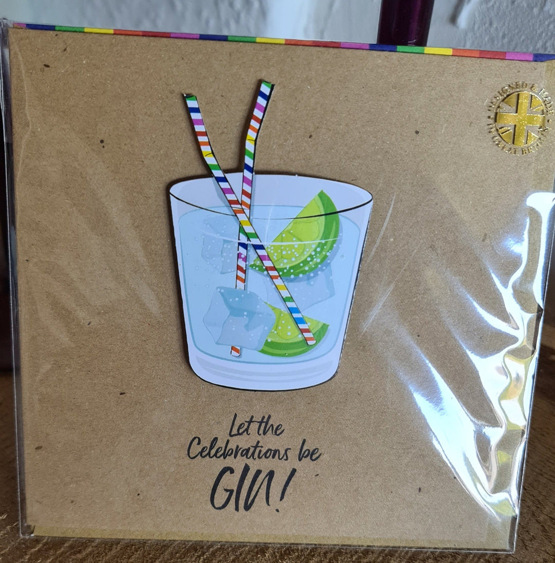 DAZU BUCHEN : Geschenkkarte " Let the celebrations be Gin ! " - British Moments