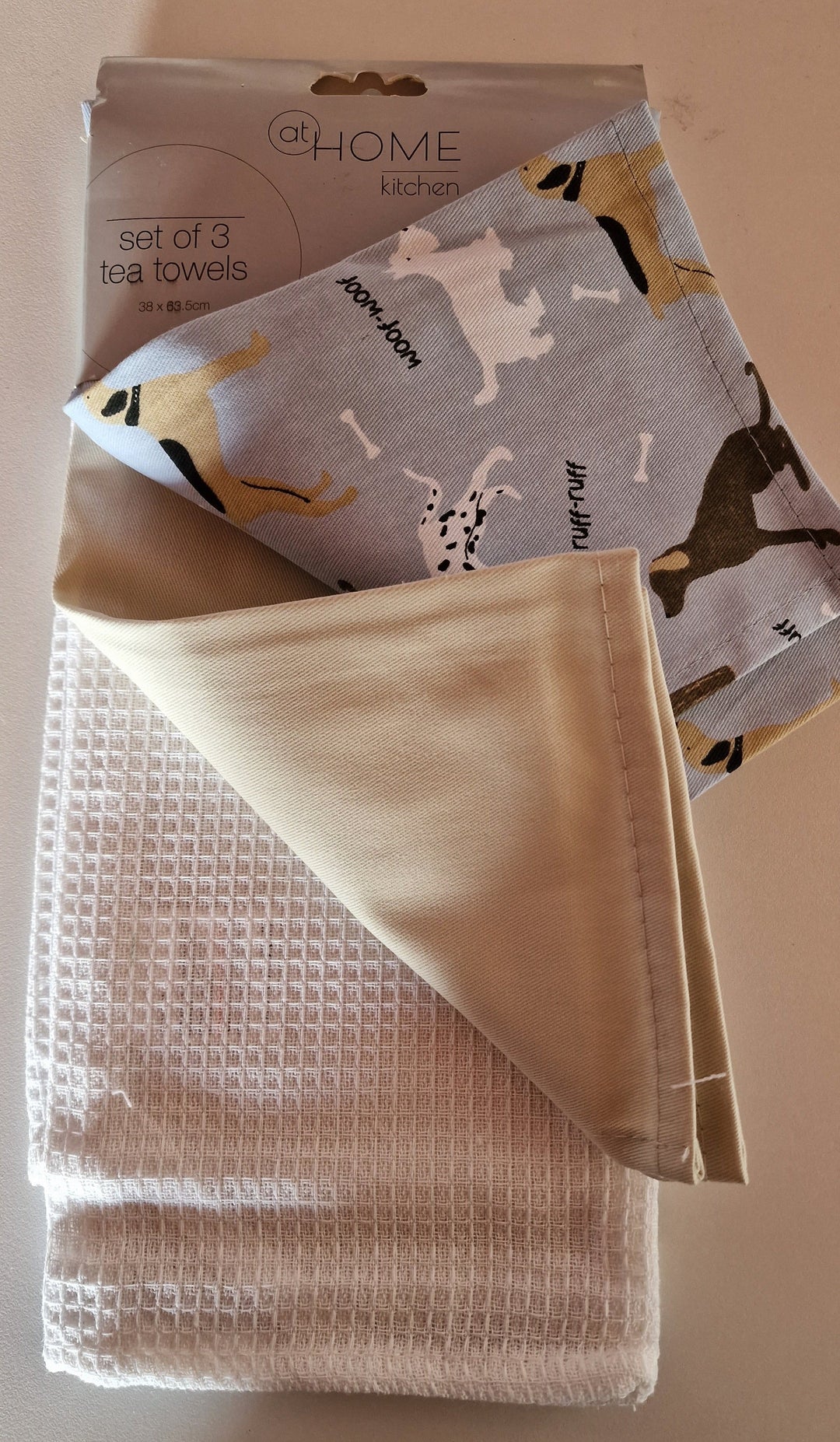 Geschirrtücher  mit süßem Hundemotiv, 3er Set