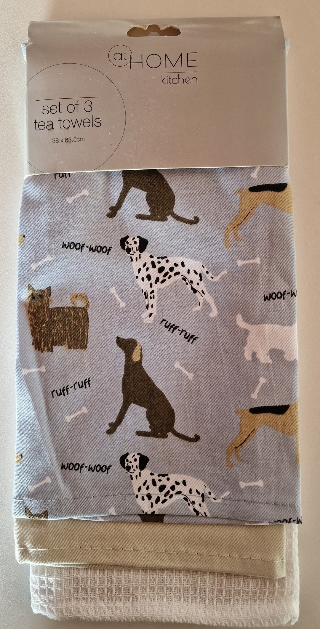 Geschirrtücher  mit süßem Hundemotiv, 3er Set