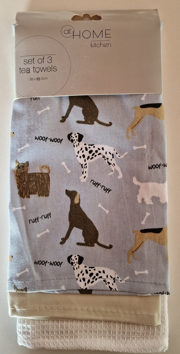 Geschirrtücher  mit süßem Hundemotiv, 3er Set