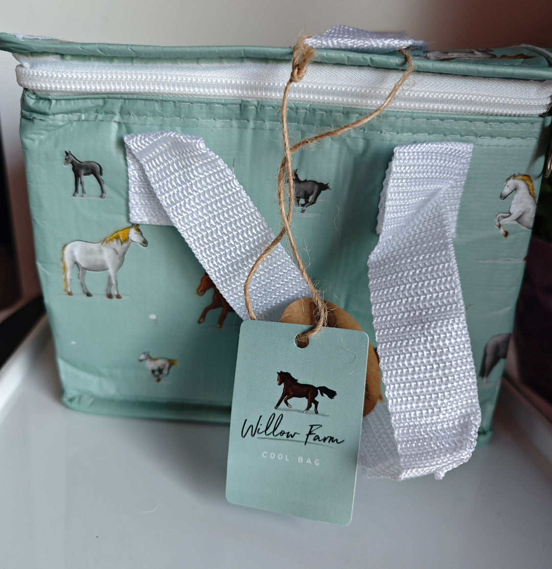 Gewebte Mini Kühltasche , "Pferde" .