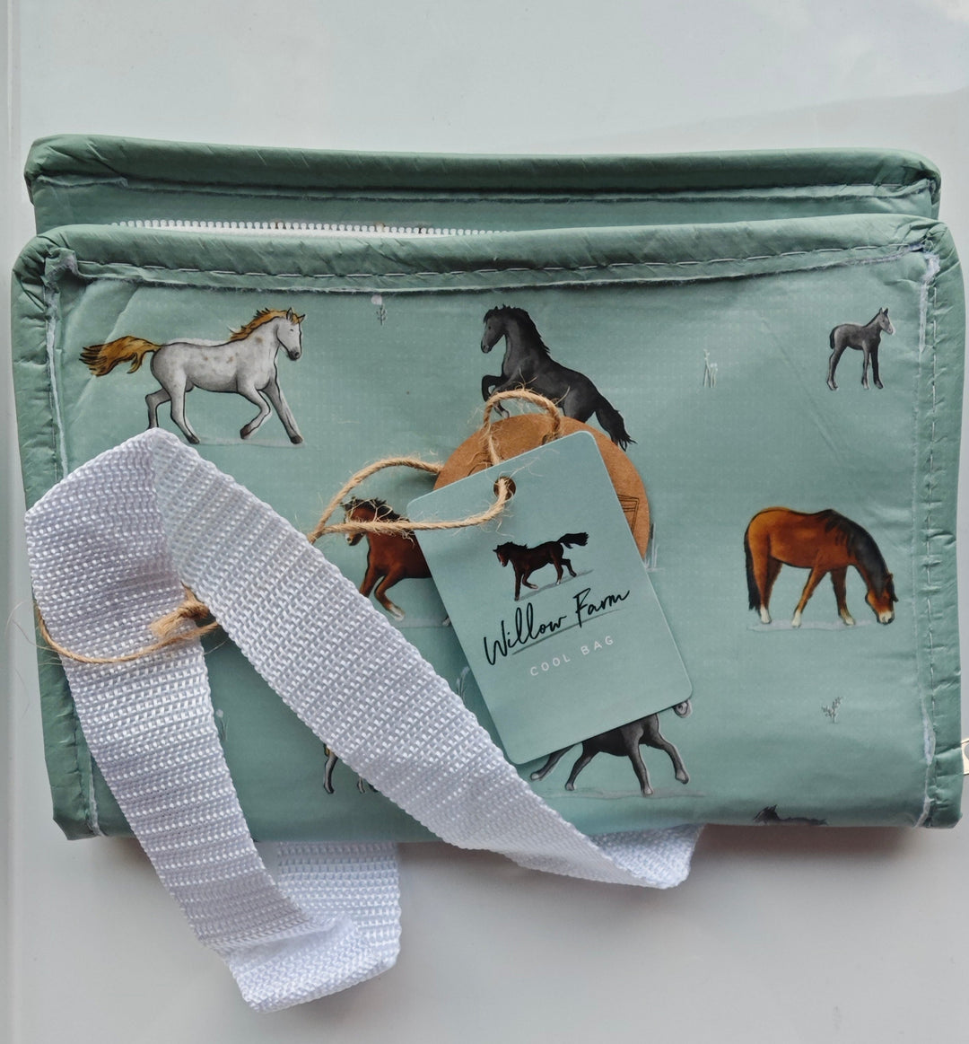 Gewebte Mini Kühltasche , "Pferde" .