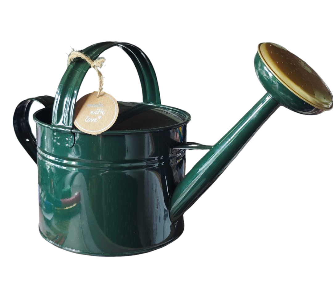 Gießkanne "Giesela " grün/gold. Pulverbeschichtetes Metall