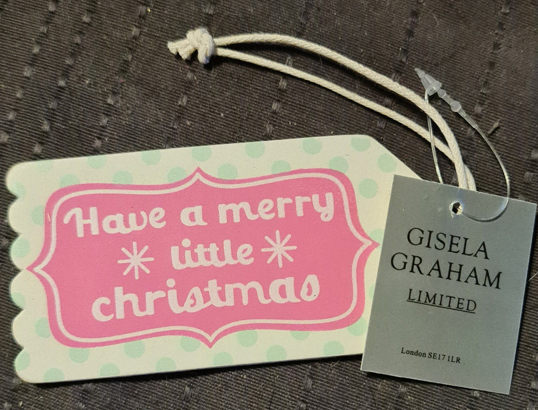 Gisela Graham Pastell Holz '' Have a merry  little Christmas '' Geschenkanhänger - 10cm - British Moments