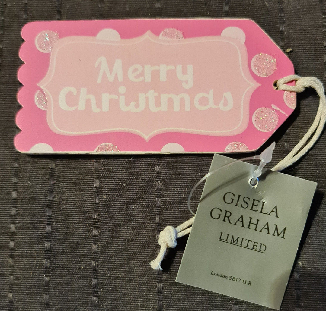Gisela Graham Pastell Holz '' Merry Christmas '' Geschenkanhänger - 10cm - British Moments