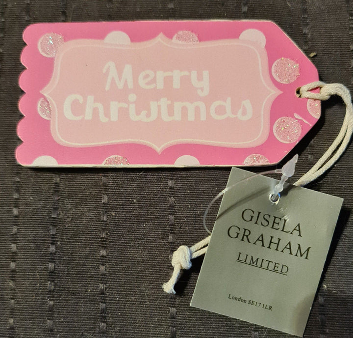 Gisela Graham Pastell Holz '' Merry Christmas '' Geschenkanhänger - 10cm - British Moments