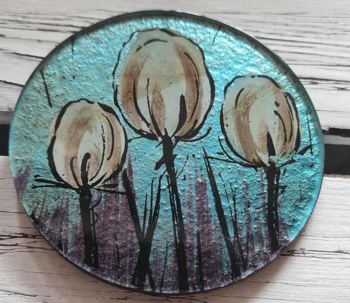 Glasuntersetzer, 4 er Set, rund  "White Tulip" - British Moments