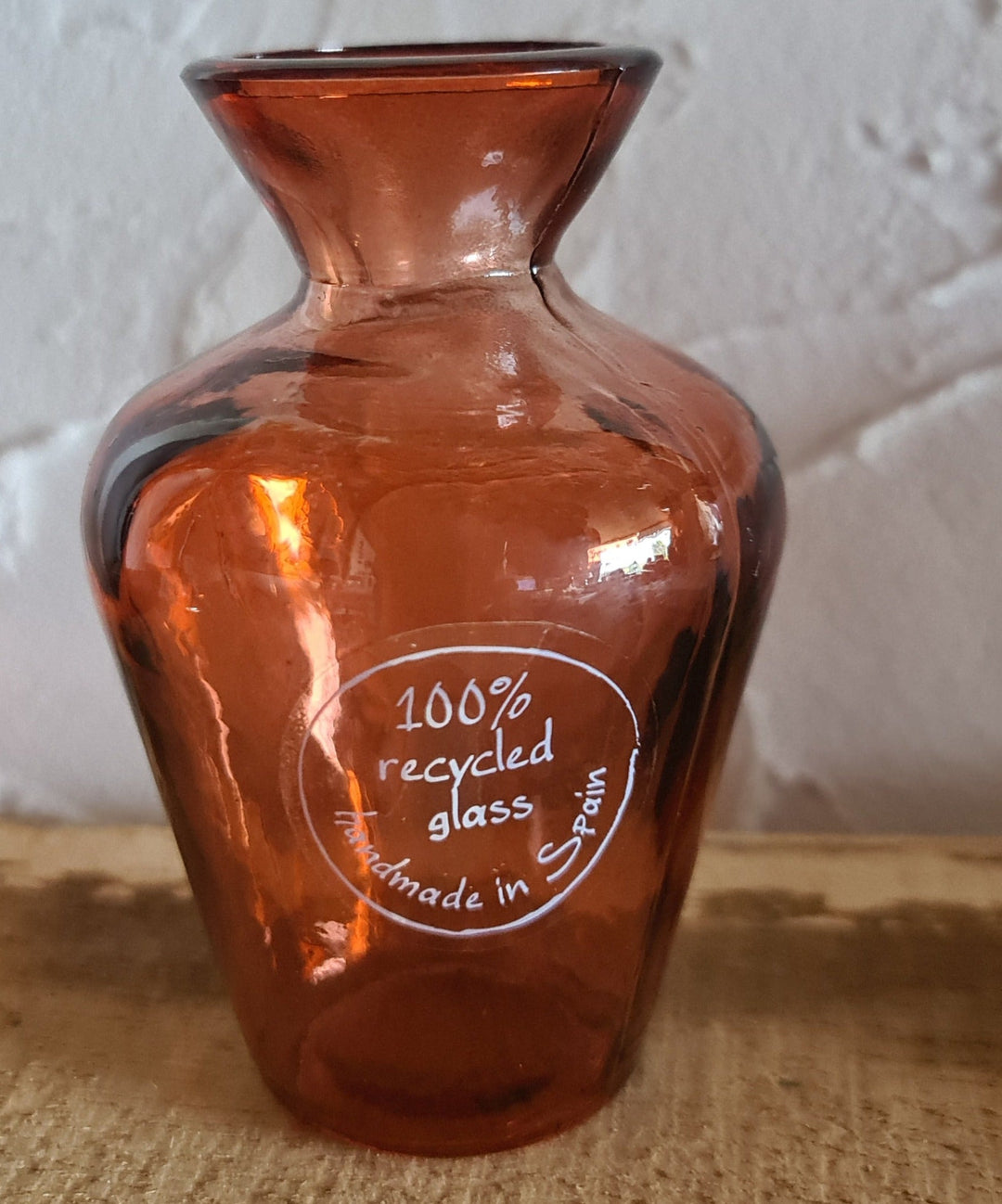 Glasvase aus 100% recyceltem Glas, Handarbeit aus Spanien, rotbraun, Modell 3 - British Moments / Fernweh-Kaufhaus