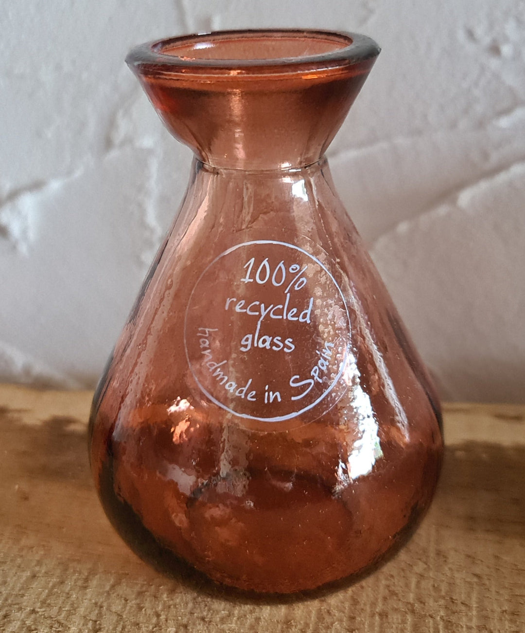 Glasvase aus 100% recyceltem Glas, Handarbeit aus Spanien, rotbraun, Modell 1 - British Moments / Fernweh-Kaufhaus