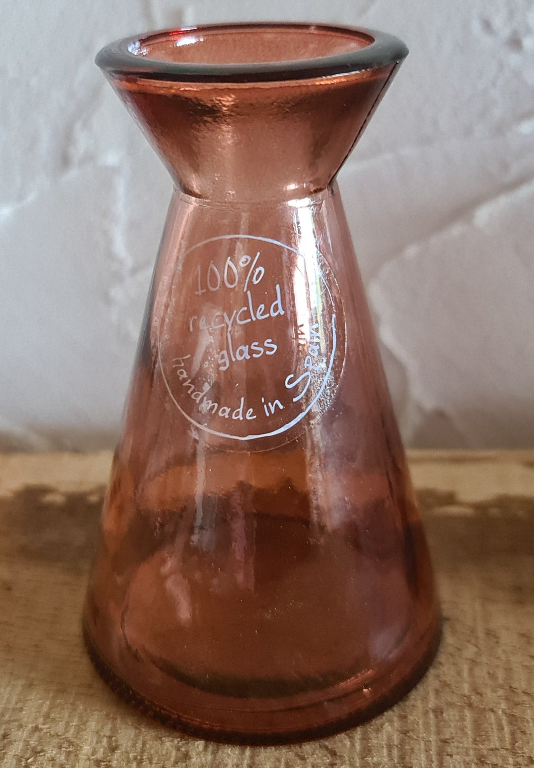 Glasvase aus 100% recyceltem Glas, Handarbeit aus Spanien, rotbraun, Modell 2 - British Moments / Fernweh-Kaufhaus