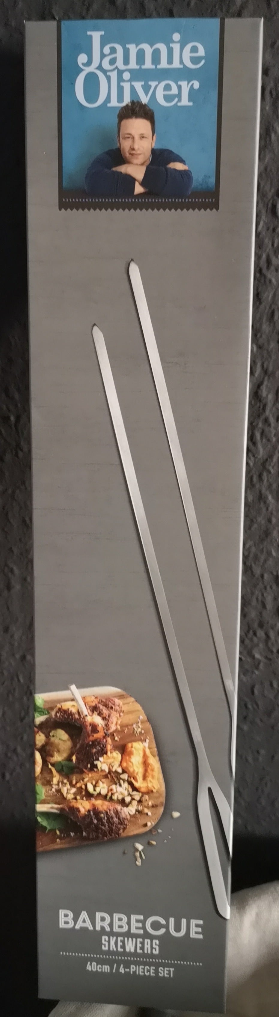 Jamie Oliver Grill-Spieße (Barbecue Skewers ) Edelstahl  , 4 er Set, je ca. 40cm - British Moments