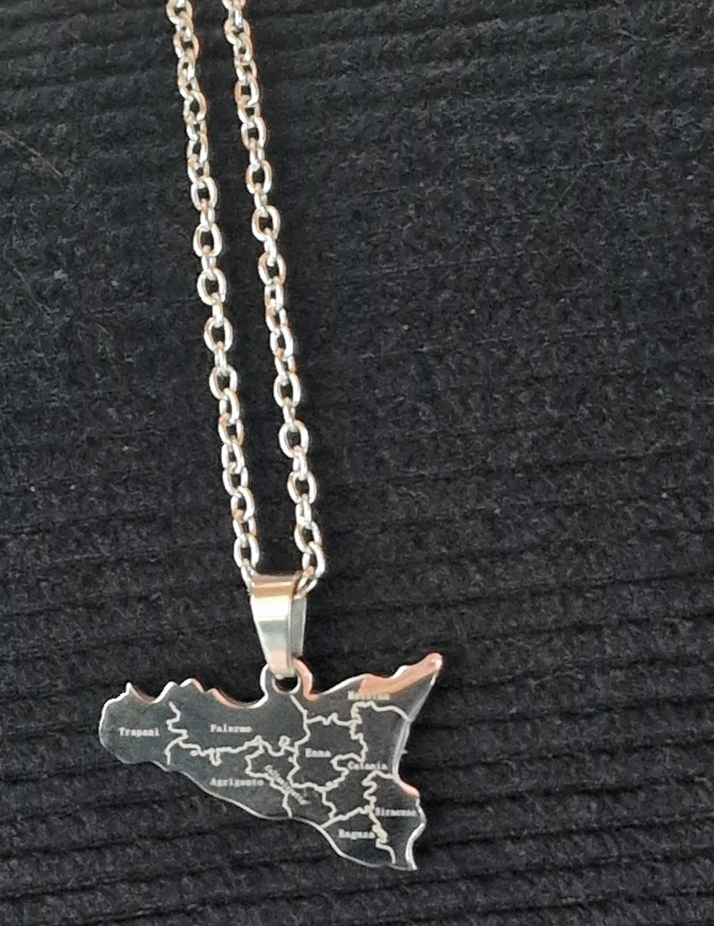 Halskette, Modeschmuck "Italien / Insel Sizilien", Edelstahl - British Moments / Fernweh-Kaufhaus