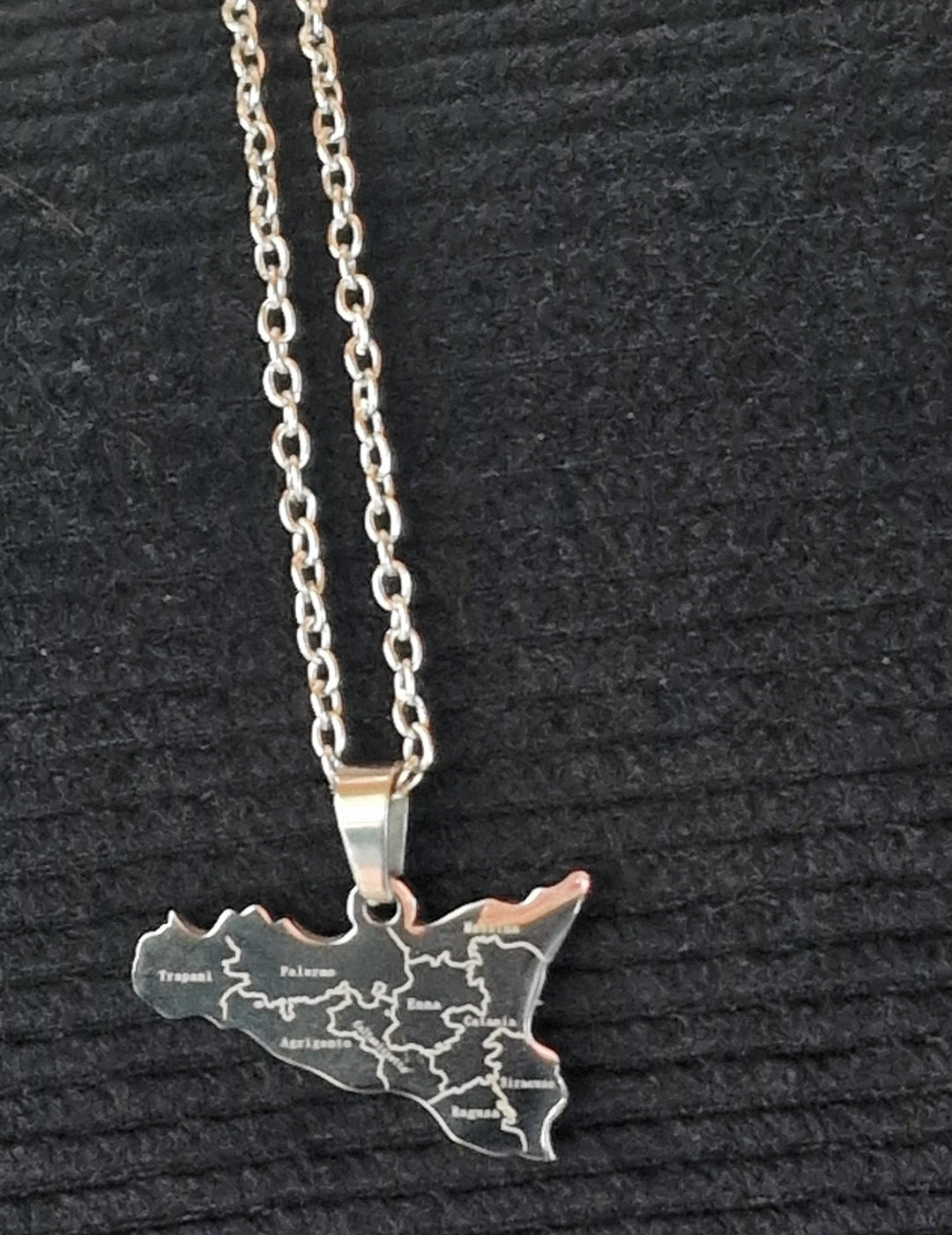 Halskette, Modeschmuck "Italien / Insel Sizilien", Edelstahl - British Moments / Fernweh-Kaufhaus