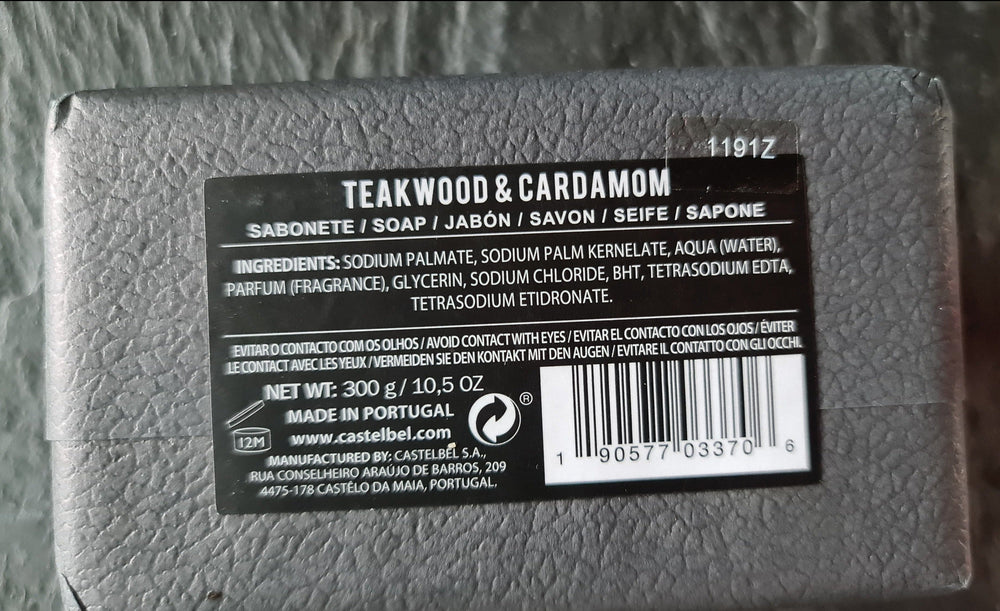 Herrenseife aus Portugal , Teakwood und Cardamom, 300 gr Stück - British Moments / Fernweh-Kaufhaus