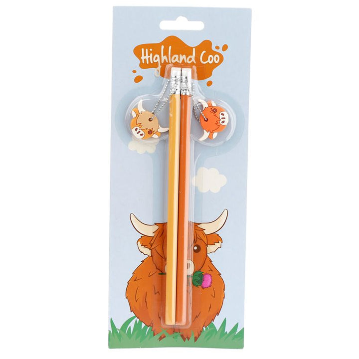 Highland Cow Set aus 2 PVC -Glücksbringer Bleistiften - British Moments / Fernweh-Kaufhaus