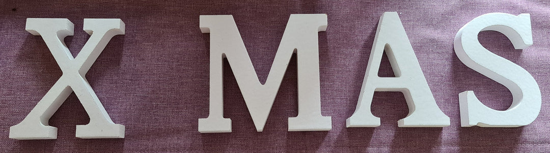 Holzbuchstaben, weiß " X- MAS" - British Moments / Fernweh-Kaufhaus