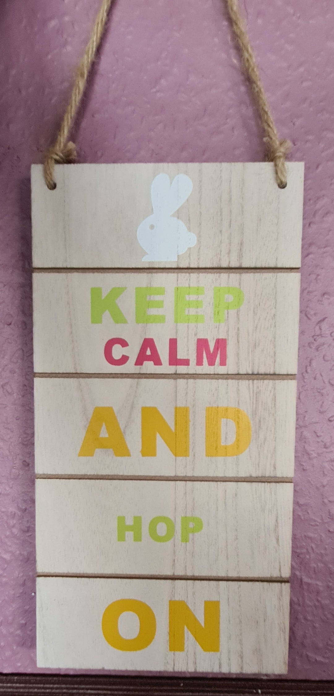 Holzschild ,  Ostern, " Keep Calm and Hop On ", ca. 25 cm  x 15 cm - British Moments