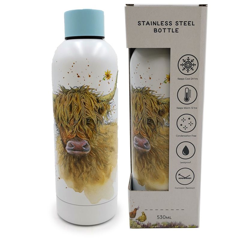 Jan Pashley Highland Coo Kuh Thermo Heiß & Kalt Trinkflasche 530ml