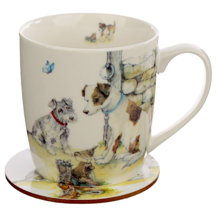 Jan Pashley Tasse mit Hundemotiv und passendem Untersetzer - British Moments
