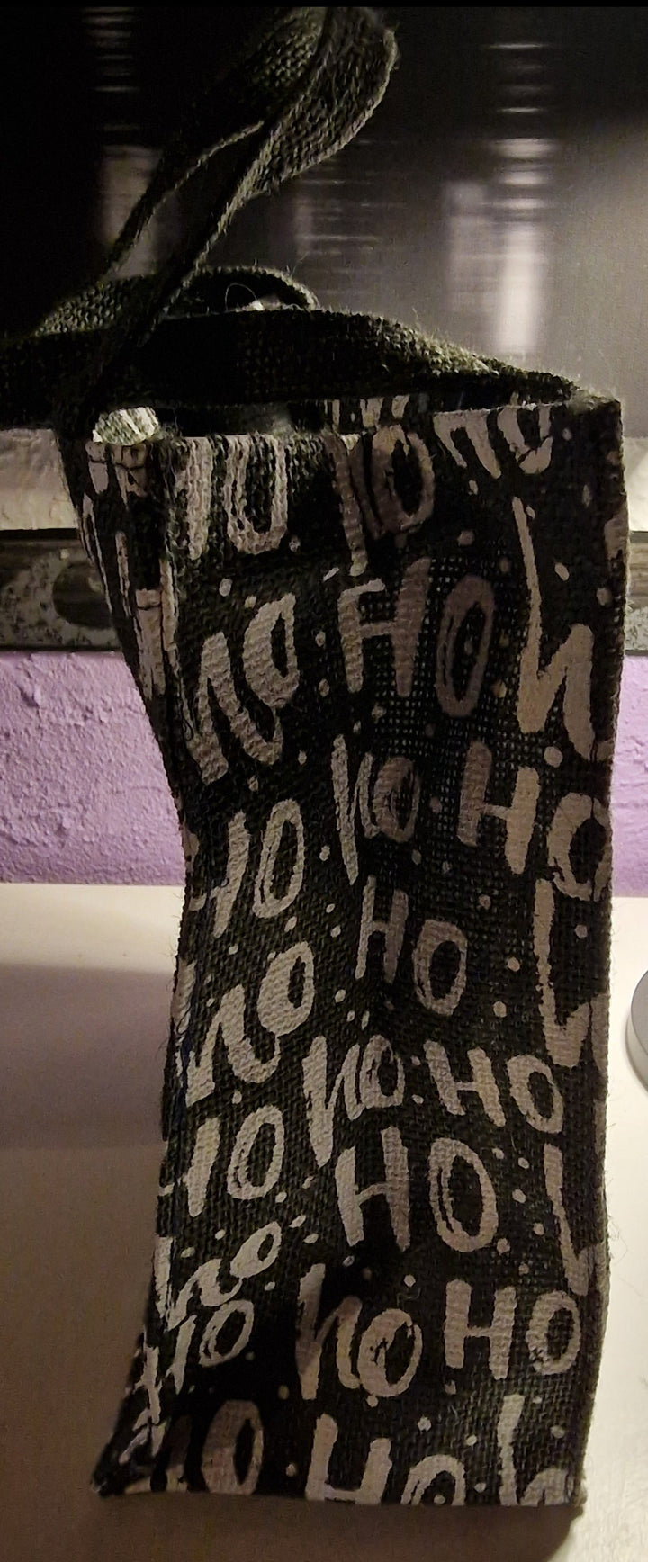 Jute Tasche  "Ho Ho Ho ", grau mit weißer Beschriftung - British Moments / Fernweh-Kaufhaus