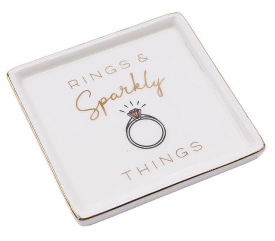 Keramik Ablageschale für Schmuck oder Krimskrams "Rings & sparkly things" - British Moments