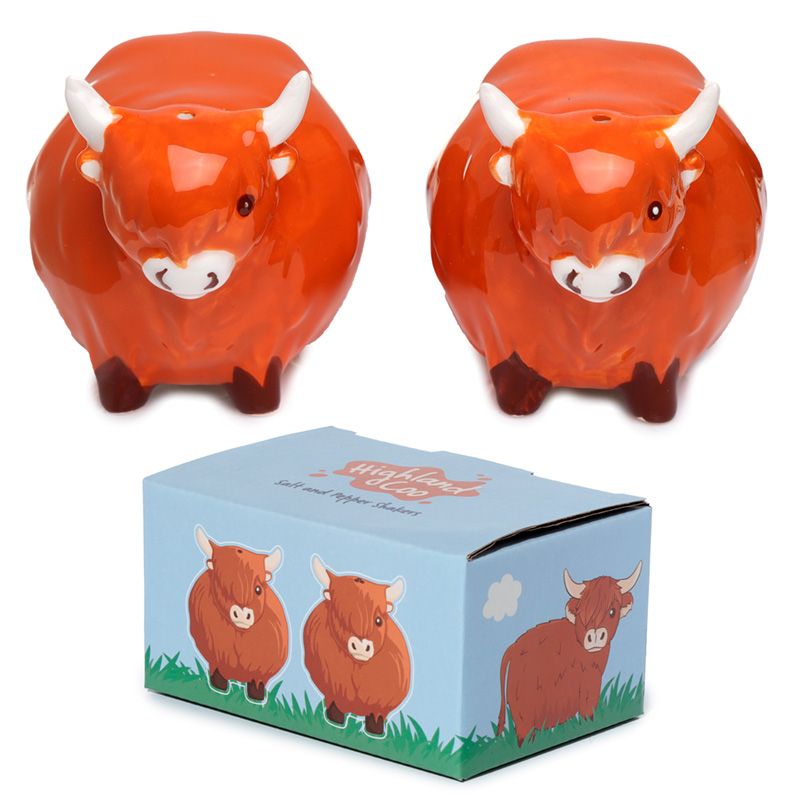 Keramik  Salz & Pfefferstreuer Set, Highland Cow