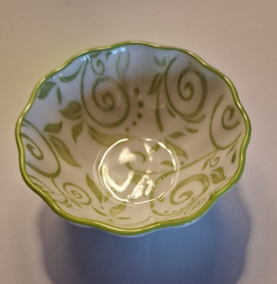 Keramik-Schälchen für Tapas oder Antipasti, weiß-grün ca. 10 cm – British Moments / Fernweh-Kaufhaus