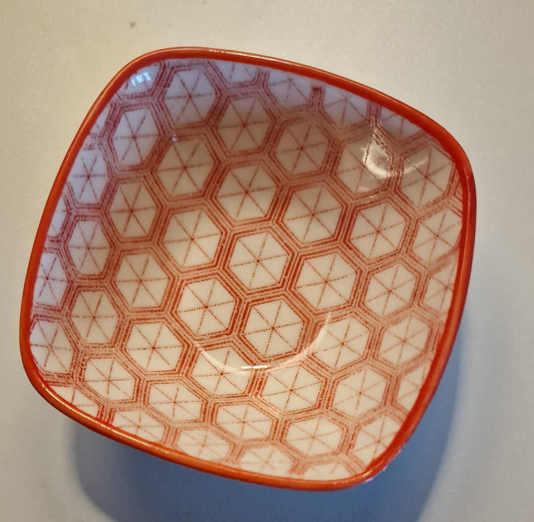 Keramik-Schälchen für Tapas oder Antipasti, weiß-orange