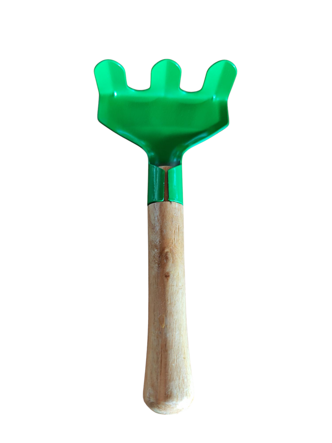 Kinder Gartenharke,  Metall mit Holzgriff, grün