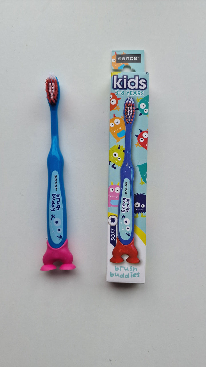 Kinder - Zahnbürste ’ Brush Buddies ’ mit Saugnapf-Füßen in 3 Farben erhältlich - Zahnbürste