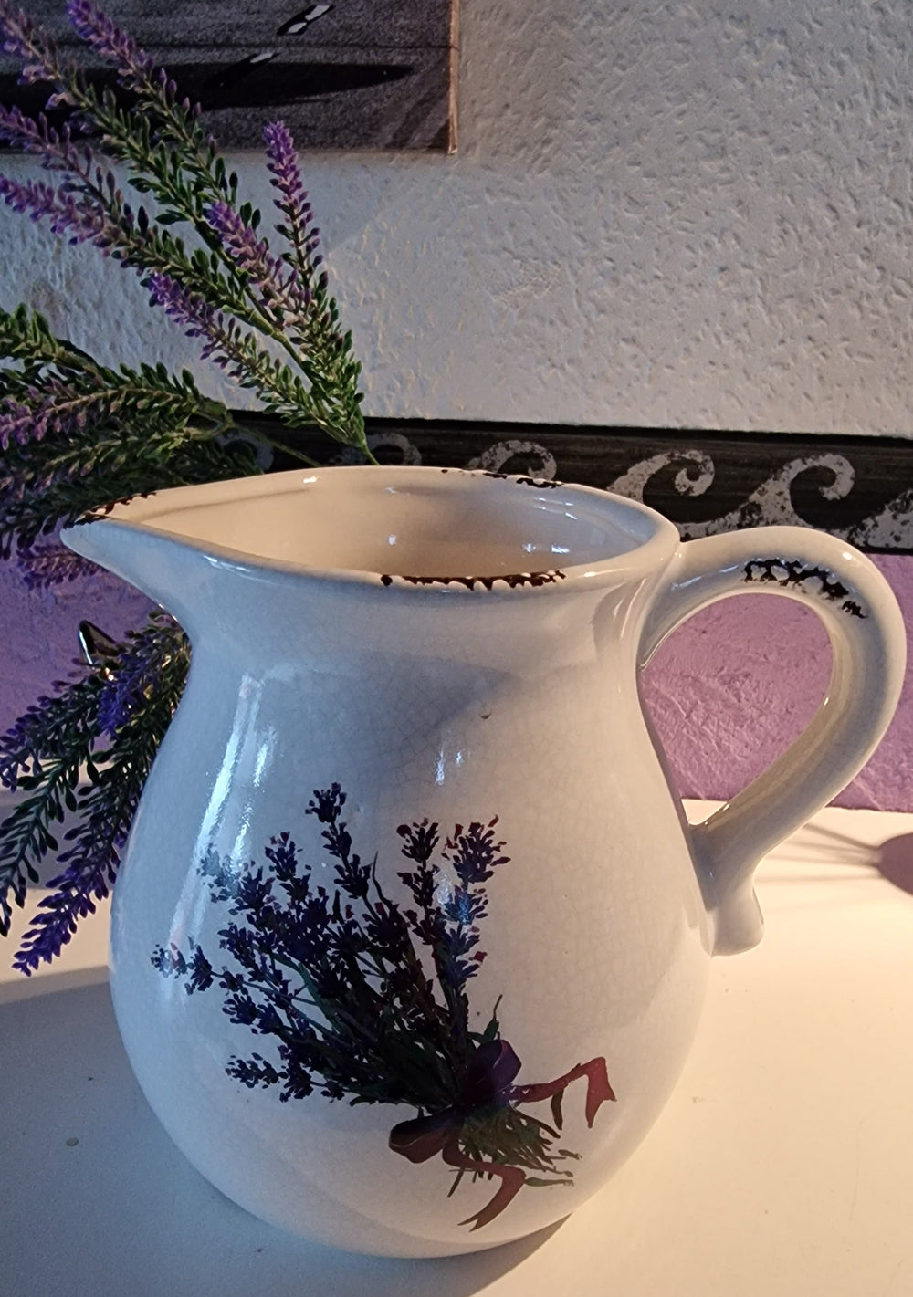 Krug, Deko mit Lavendelmotiv, Keramik 