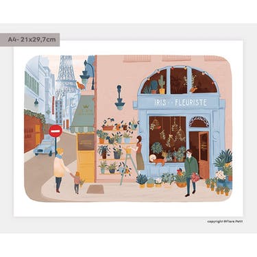 Kunstdruck , DIN A 4 "Fleuriste " von Flor Petit - British Moments / Fernweh-Kaufhaus