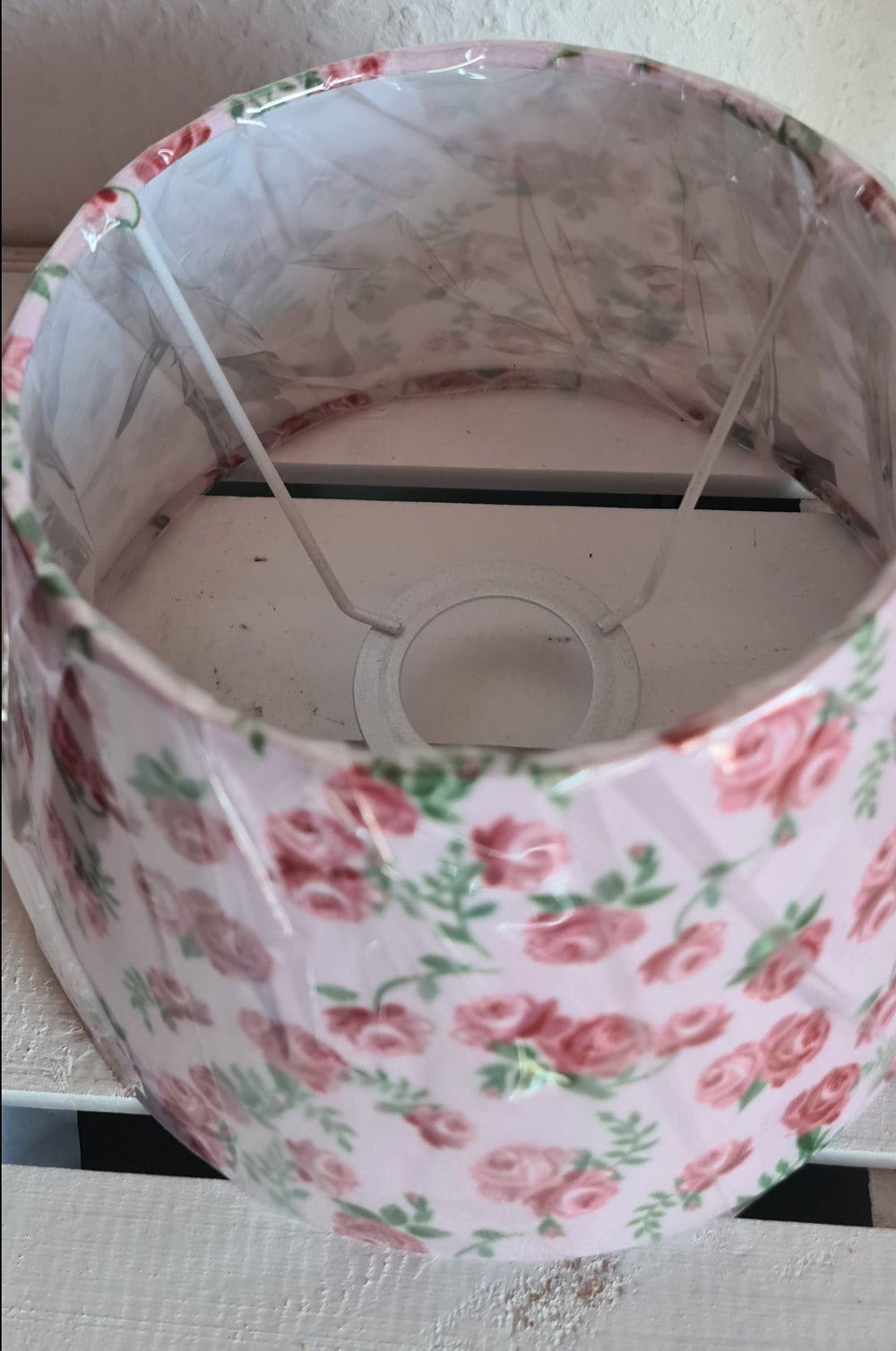 Lampenschirm, rosa mit Rosenmotiv - British Moments / Fernweh-Kaufhaus