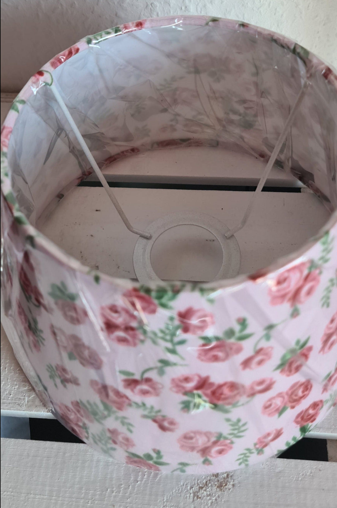 Lampenschirm, rosa mit Rosenmotiv - British Moments / Fernweh-Kaufhaus