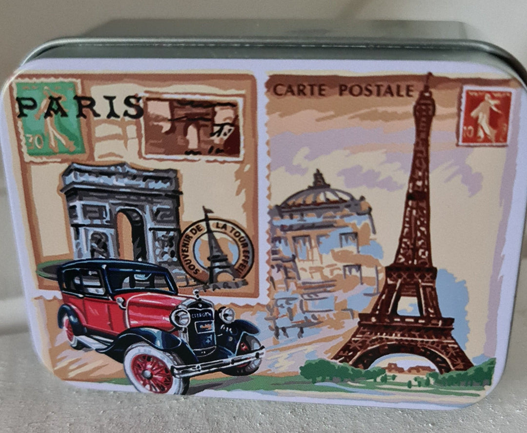 Le Blanc Natur-Seife in dekorativer Blechdose "Paris"  100 gr. Stück - British Moments / Fernweh-Kaufhaus