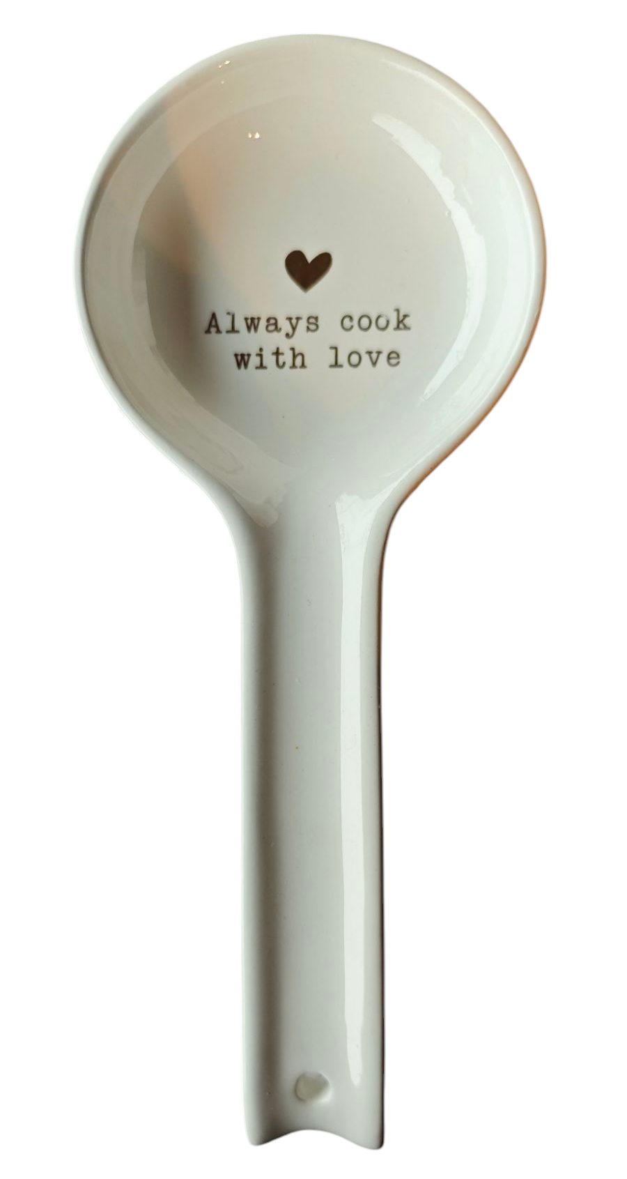 Löffel - Ablage ( Spoon Rest), weiß mit Beschriftung