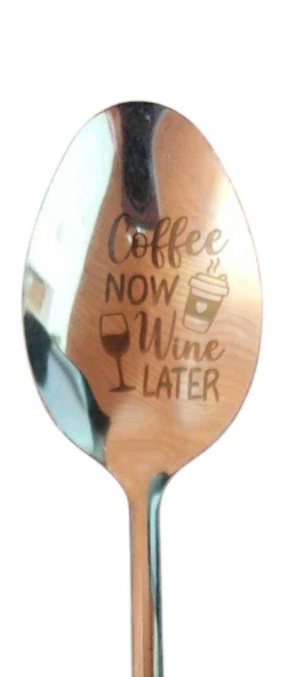 Löffel, "Coffee now, wine later",  Edelstahl
