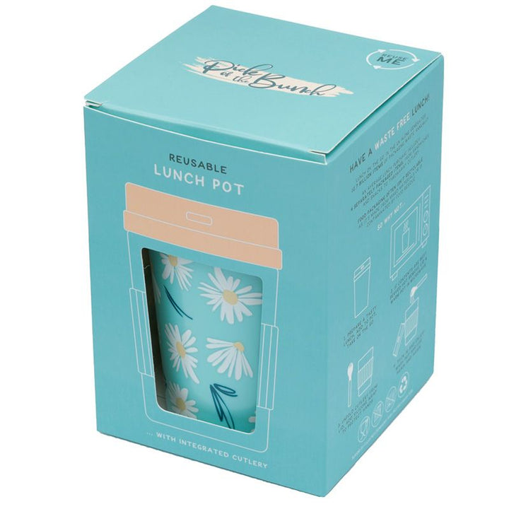 Lunchtopf für unterwegs, hellblau  mit Gänseblümchen Dekor  "Daisy Lane"