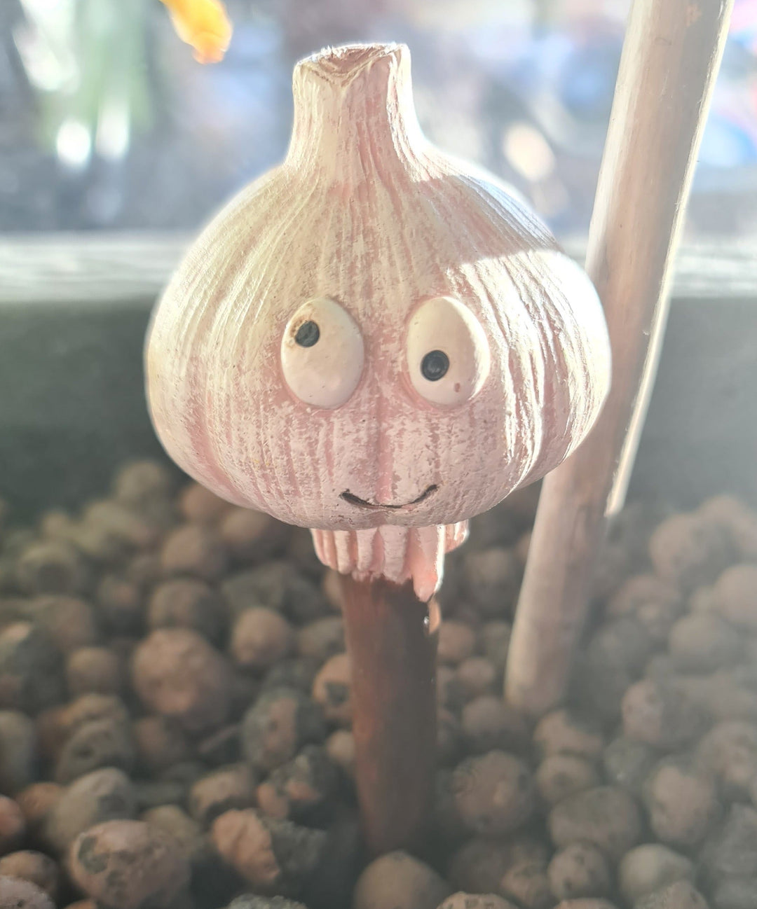 Lustiger Deko-Stecker für Gemüsebeet oder Topf, Motiv  " Knoblauch ", ca .15 cm - British Moments