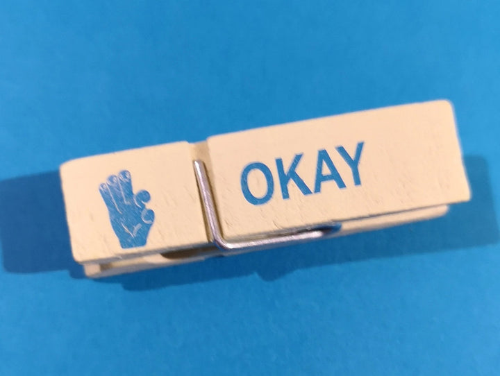 Magnetische Memo - Holzklammern   "Okay" - British Moments