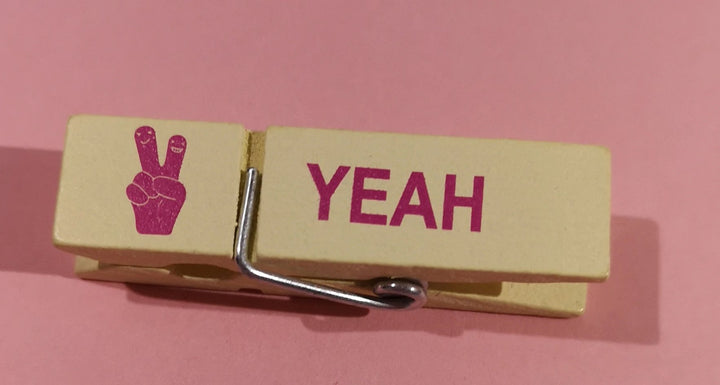 Magnetische Memo - Holzklammern   "Yeah" - British Moments