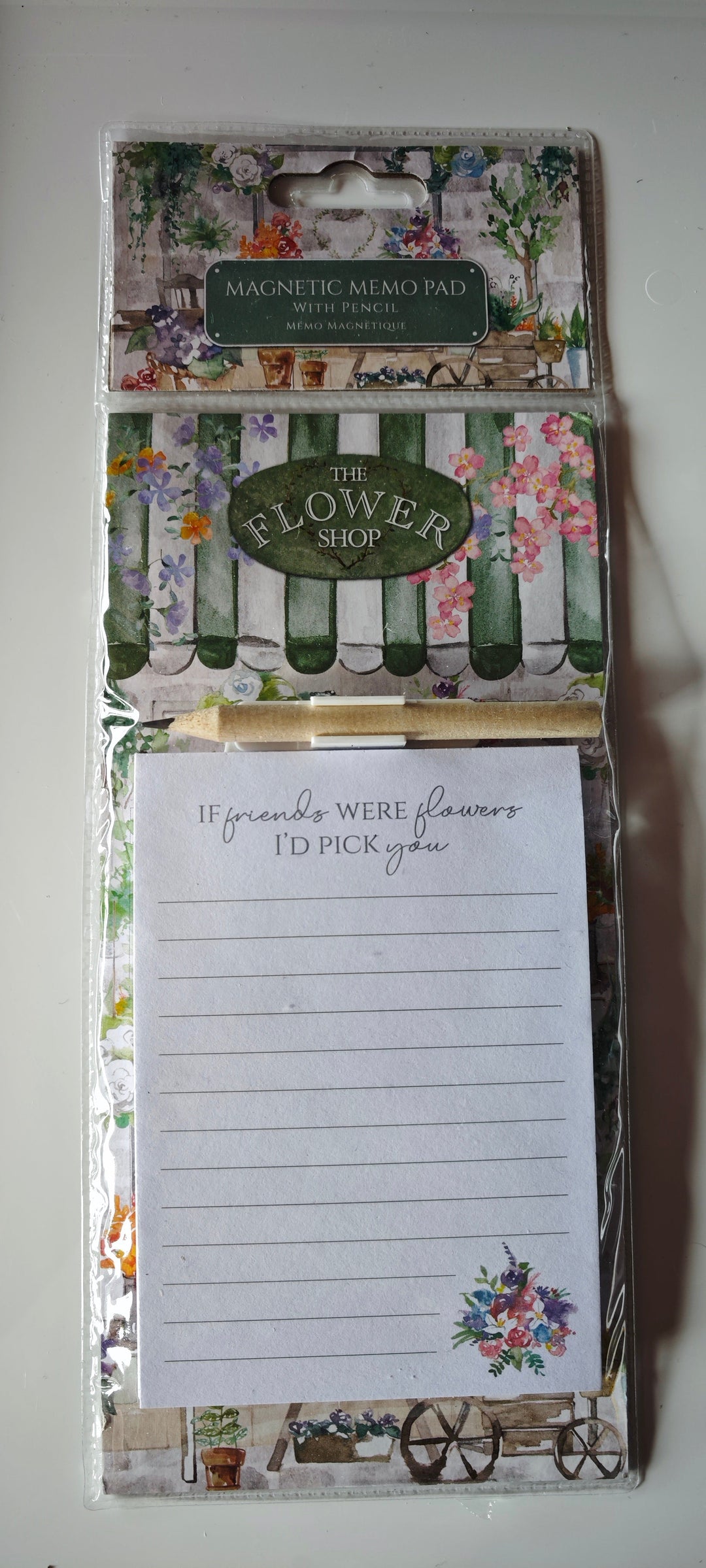 Magnetischer Notizblock "The Flower Shop" , mit Bleistift