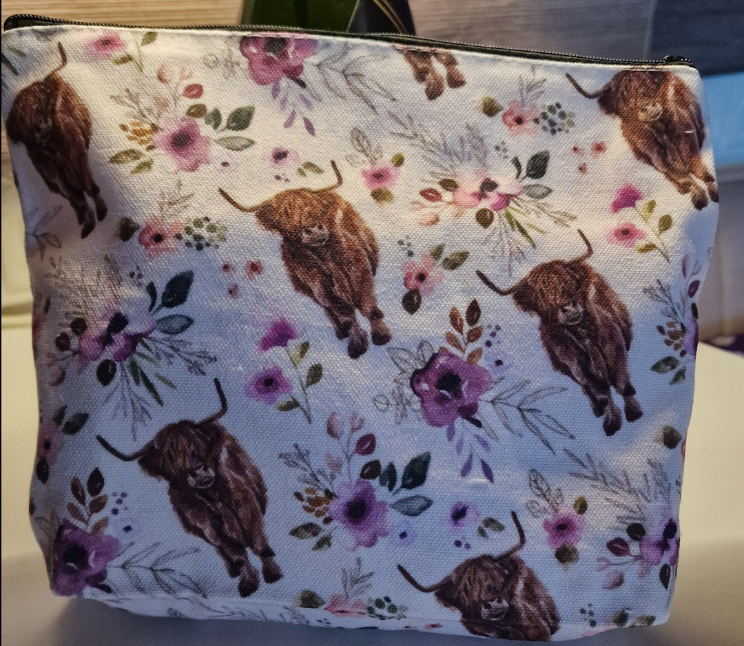 Make-up/ Kosmetik-Tasche, "Highland Cows" mit Reissverschluß